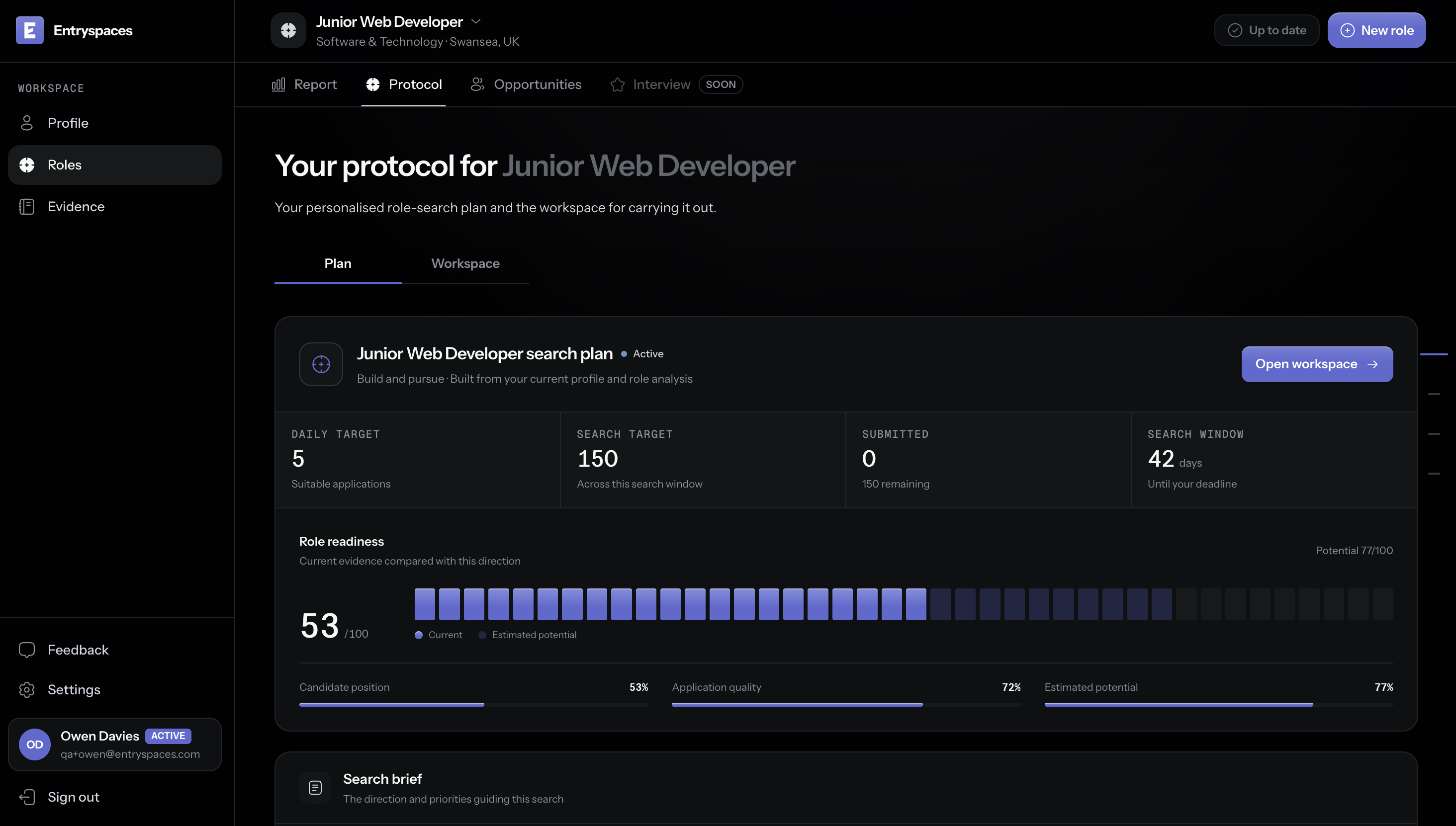 Entryspaces Protocol workspace